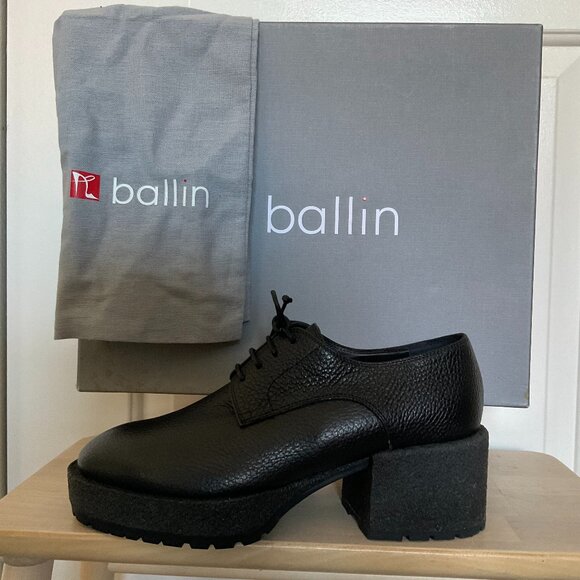 NIB BallinItalian Leather Chunky Heel Oxford ShoesEUR 37.5